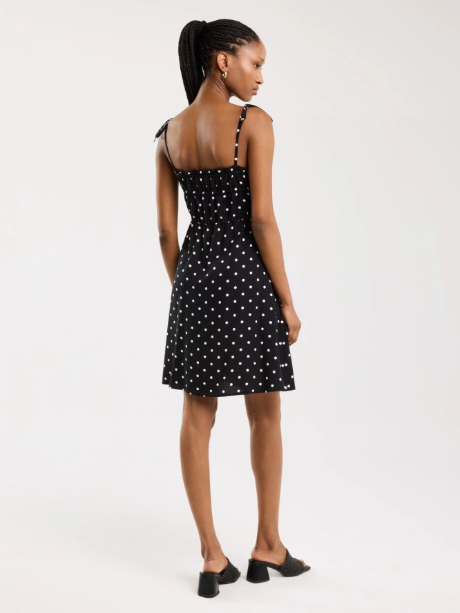 Sukienka damska mini z wiskozy w kropki czarna Casie 906
