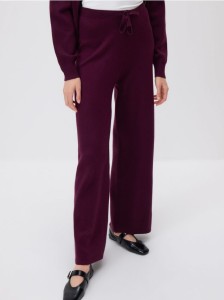 Dzianinowe spodnie z wiskozą - ciemnofioletowy