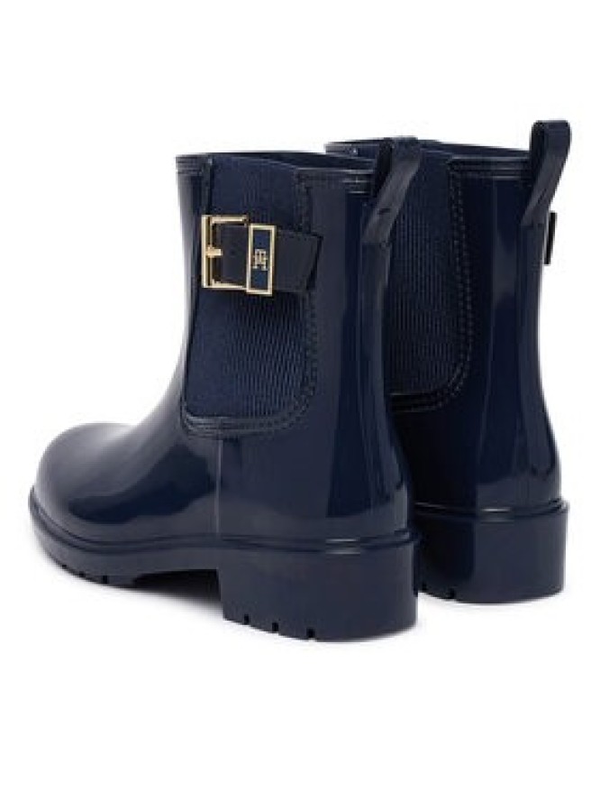 Tommy Hilfiger Kalosze Th Buckle Glossy Ankle Rain Boot FW0FW09543 Granatowy