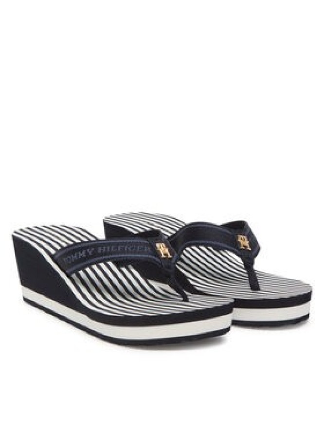 Tommy Hilfiger Japonki Th Stripes Wedge Beach Sandal FW0FW08521 Niebieski