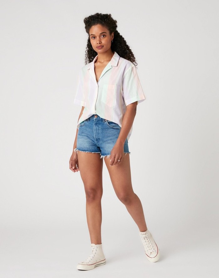 KOSZULA DAMSKA WRANGLER CUBAN SHIRT PASTEL VIOLET W5R36SP26 112130307