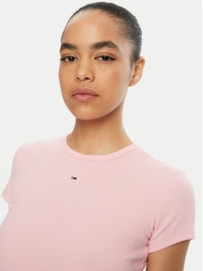 Tommy Jeans T-Shirt Essential DW0DW17383 Różowy Slim Fit