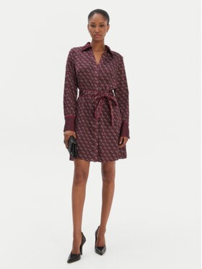 Guess Sukienka koszulowa W6RK90 WF1T2 Bordowy Regular Fit