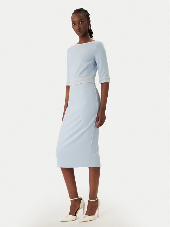Rinascimento Sukienka koktajlowa CFC0127991003 Błękitny Slim Fit