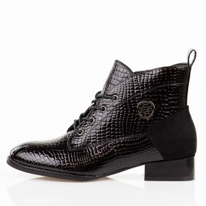 Czarne lakierowane botki damskie Filippo DBT4824/25