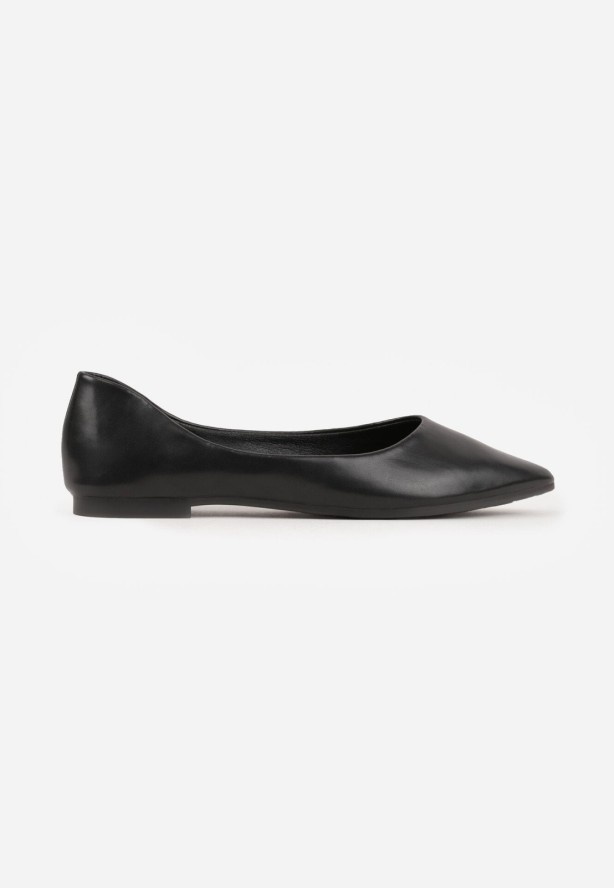 Czarne Eleganckie Eleganckie Balerinki z Noskiem w Szpic Abssis