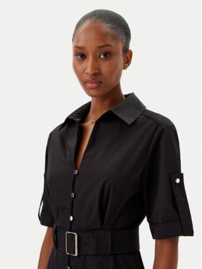 Fracomina Sukienka koszulowa FR25SD3006W52001 Czarny Regular Fit