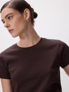 Bawełniany t-shirt - ciemnobrązowy
