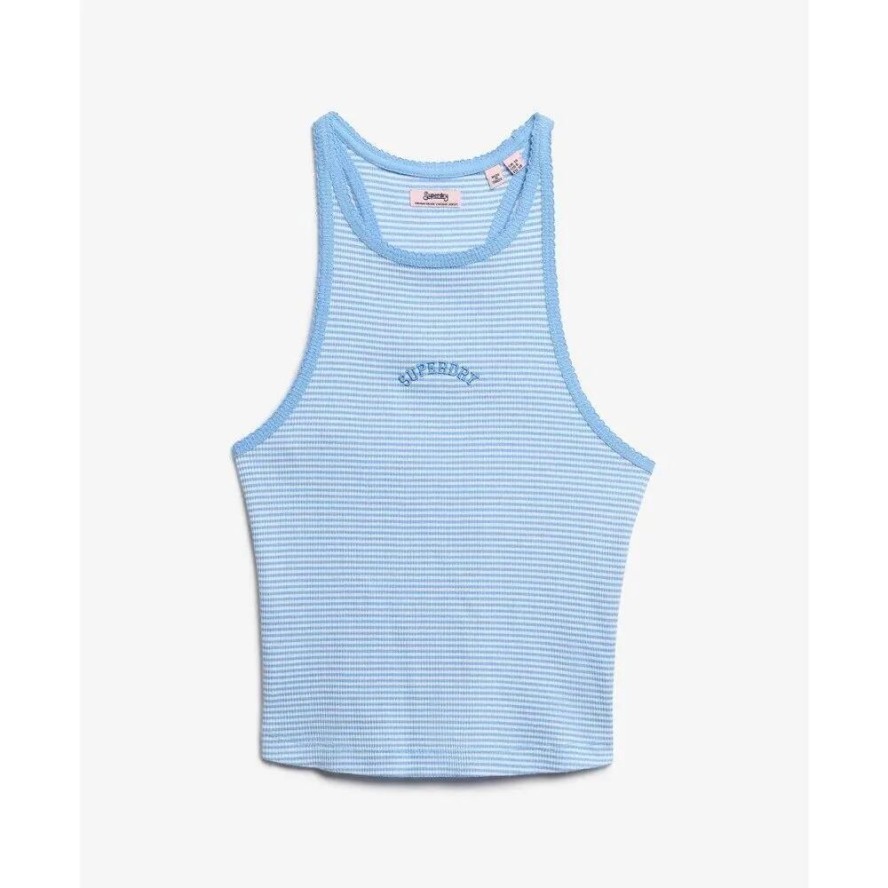Tank top w paski z plecami w stylu sportowym i logo dla kobiet Superdry Essentia