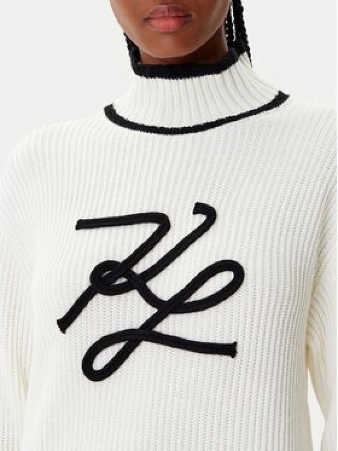 KARL LAGERFELD Golf A4W18051 Biały Regular Fit