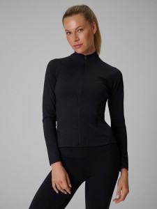 4F Bluza treningowa slim bez kaptura damska - czarna L