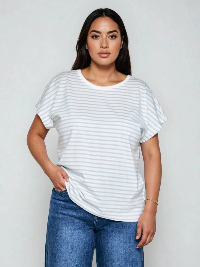 Koszulka damska w paski biało-niebieska Aleksa 400