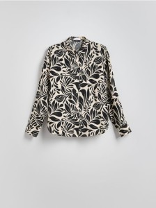 Wzorzysta koszula z wiskozy - czarny
