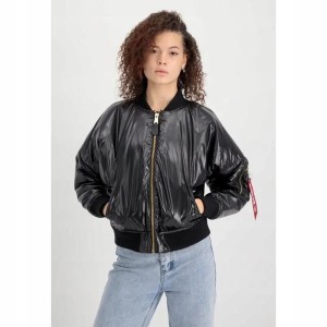 DAMSKA KURTKA BOMBERKA Alpha Industries MA-1 OS Metallic BEZ KAPTURA CZARNA