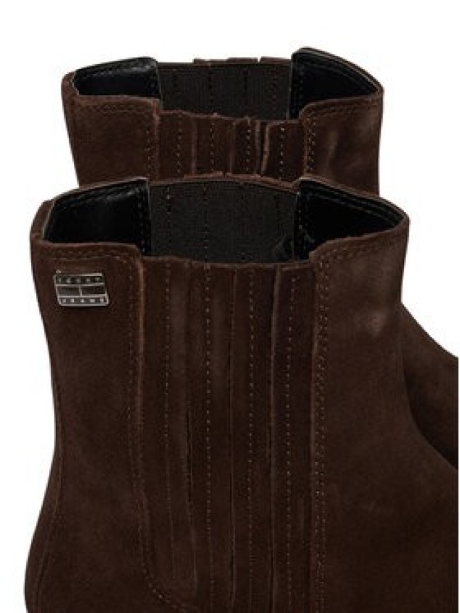 Tommy Jeans Botki Tjw Suede Cowboy Boots EN0EN03142 Brązowy ciemny