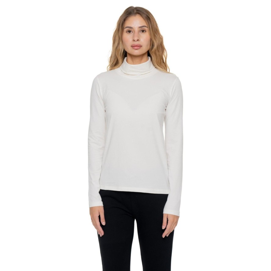 Langärmliges Rollkragen-T-Shirt für Damen mit Leone 1947 Nigdy bez plakietki