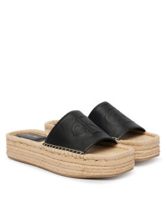 Calvin Klein Espadryle Flatf Espa Mule Lth Mg HW0HW03027 Czarny