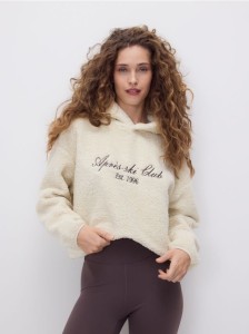 Bluza ze sztucznego baranka - złamana biel