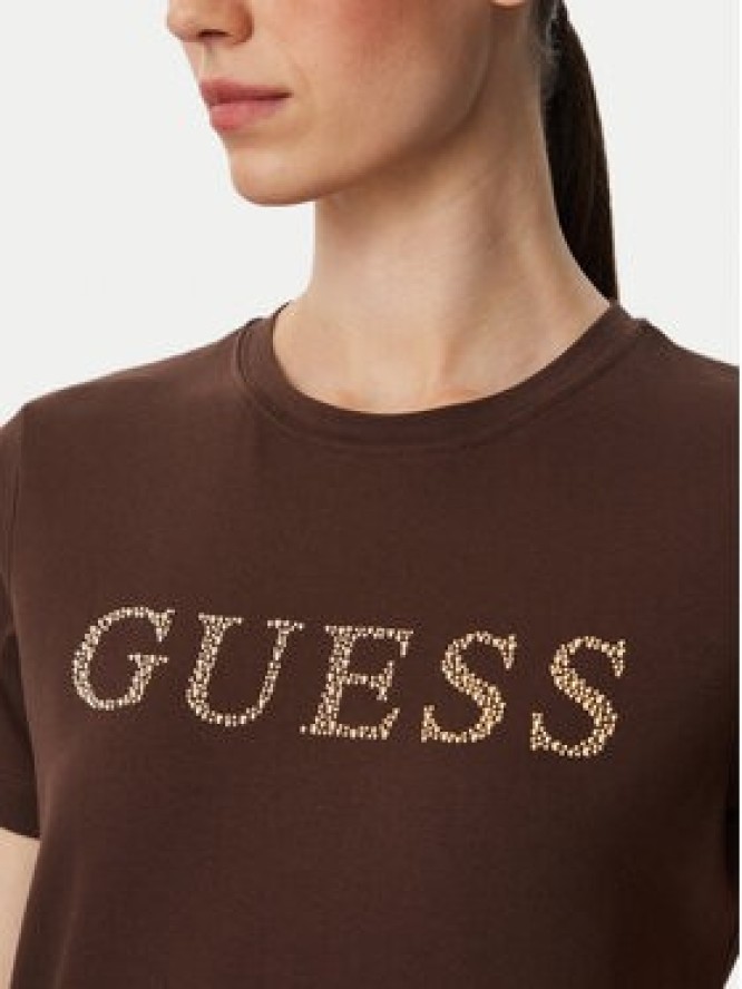 Guess T-Shirt V6RI20 J1314 Brązowy Regular Fit