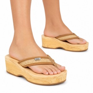 Klapki japonki damskie Lee VIRGINIA RAFFIA WOMEN BULKY HEEL