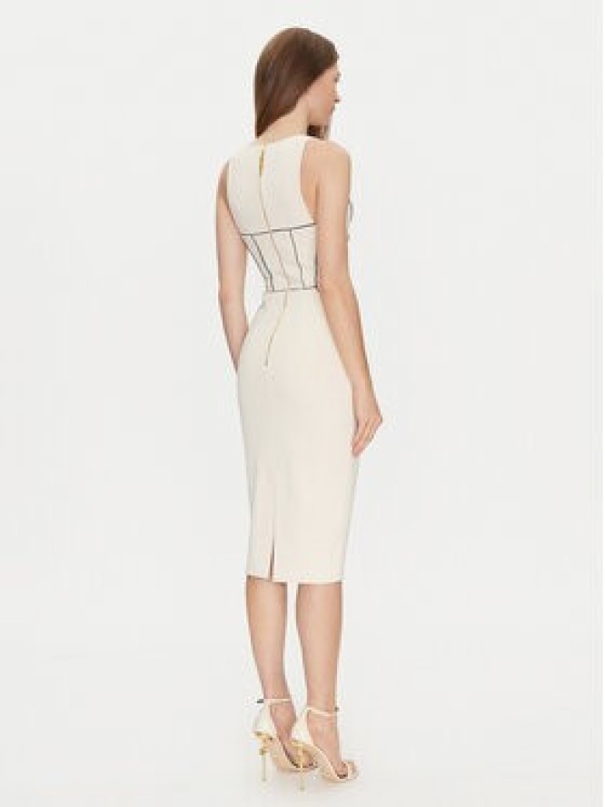 Elisabetta Franchi Sukienka koktajlowa AB-724-51E2-V440 Écru Slim Fit