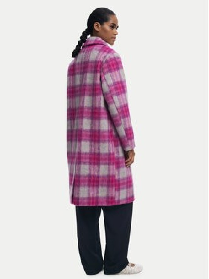 Desigual Płaszcz wełniany Pinkcheck 25WWEW15 Różowy Regular Fit