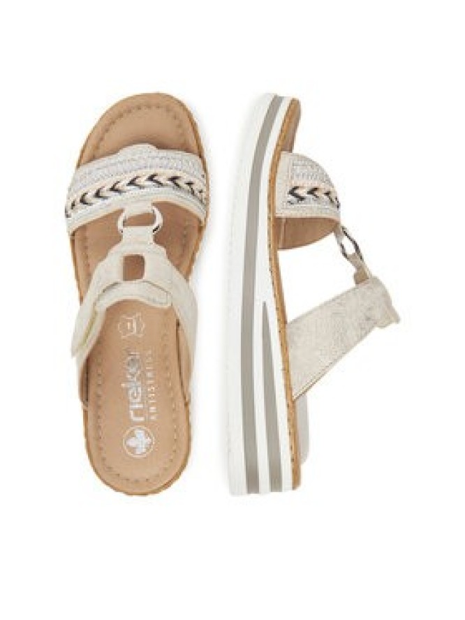 Rieker Klapki V02M6-60 Srebrny