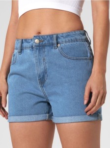 Szorty jeansowe mom high waist - niebieski
