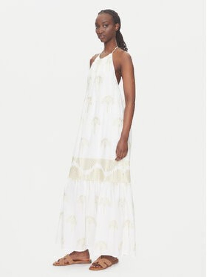 Simona Corsellini Sukienka letnia P25CPAB02601 Biały Relaxed Fit