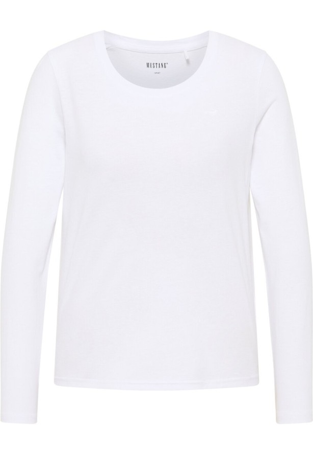 MUSTANG ELLY DAMSKI T-SHIRT Z DŁUGIM RĘKAWEM LONGSLEEVE LOGO GENERAL WHITE 1013931 2045