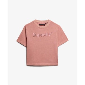 Obszerny prosty t-shirt dla kobiet z haftem Superdry Core Logo