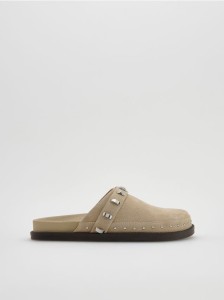 Skórzane mule - beżowy