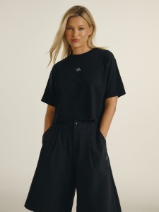 4F T-shirt loose gładki damski 4F x Anna Lewandowska - czarny M