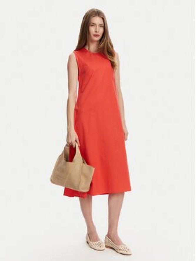 Selmark Sukienka letnia BL495 Koralowy Regular Fit