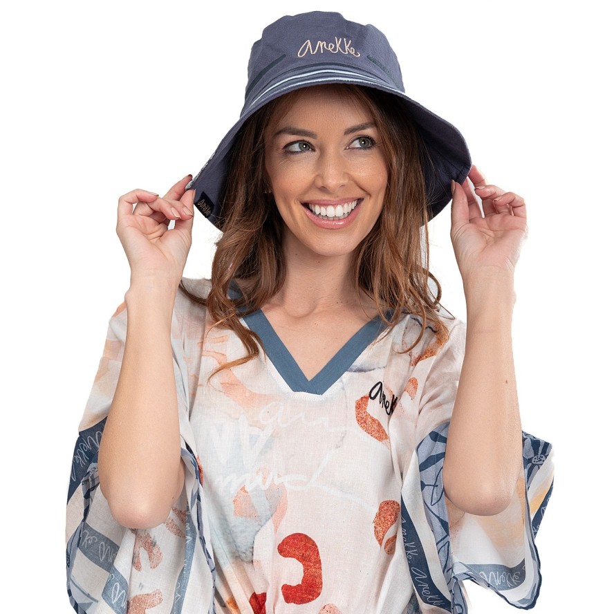 Granatowy Modny Kapelusz Damski Anekke