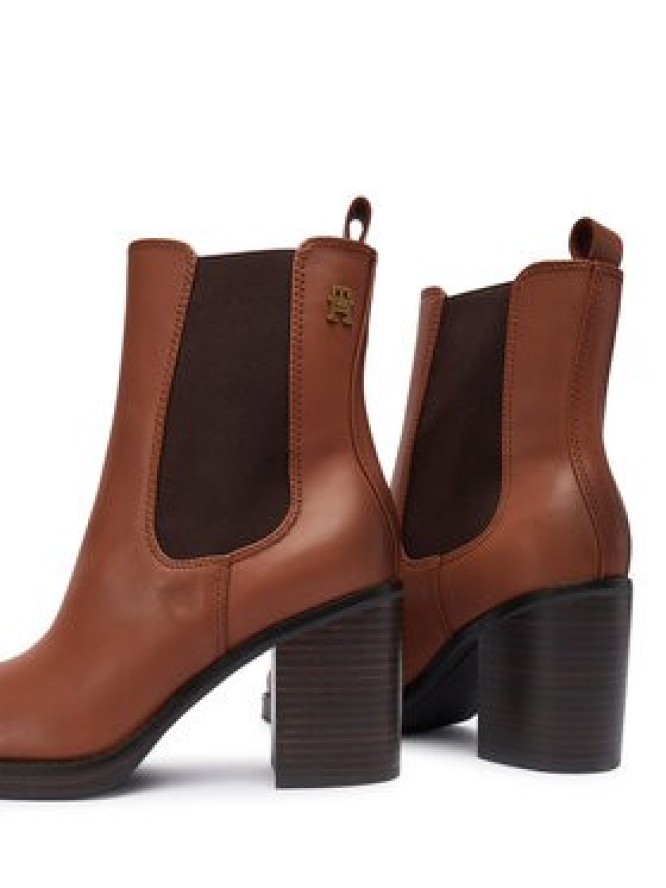 Tommy Hilfiger Botki Square Toe Chelsea High Block Hl FW0FW08844 Brązowy