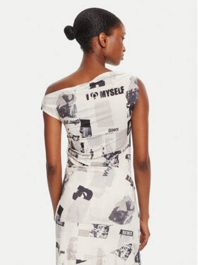 Desigual Bluzka Breaking News 25WWTK10 Écru Regular Fit