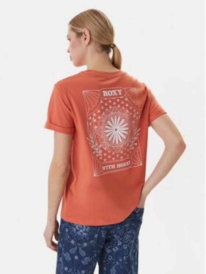 Roxy T-Shirt Oceanregular ERJZT06110 Pomarańczowy Regular Fit