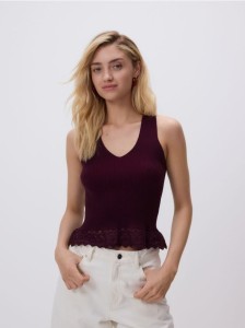 Bluzka z falbanką - bordowy