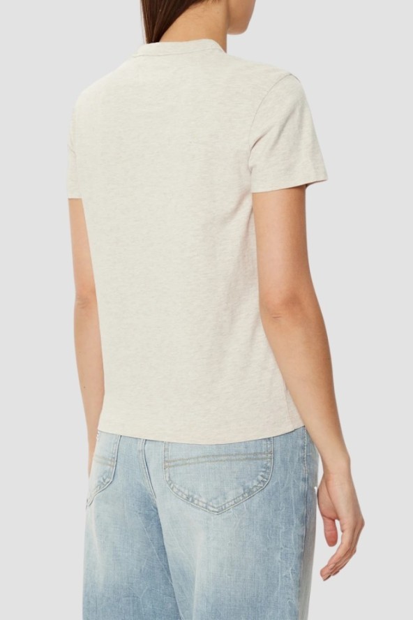 TOMMY JEANS Beżowy damski t-shirt z małym logo, Rozmiar M