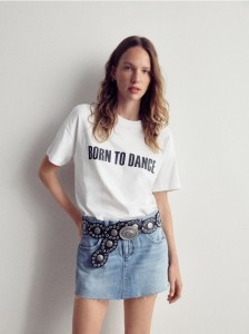 Bawełniany t-shirt z nadrukiem - biały