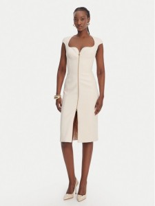 Elisabetta Franchi Sukienka koktajlowa AB-900-61E2-V430 Écru Regular Fit