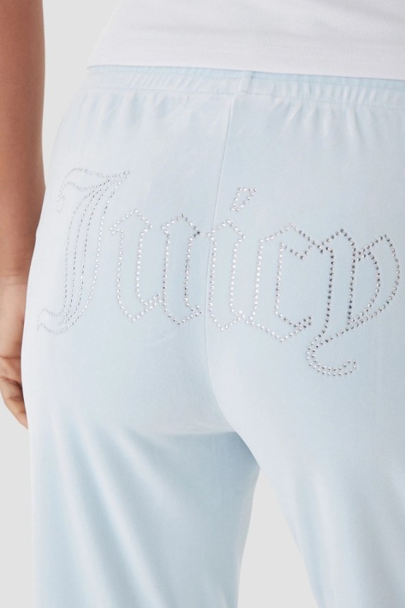 JUICY COUTURE Błękitne spodnie dresowe damskie z cyrkoniami Tina, Rozmiar S