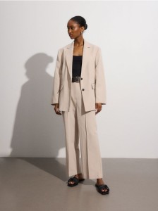 Spodnie z paskiem - beżowy