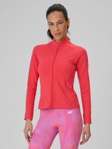 4F Bluza treningowa slim bez kaptura damska - koralowa XS