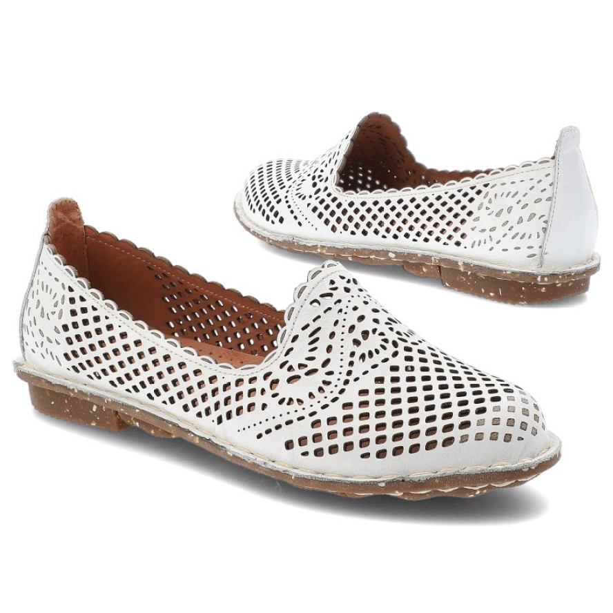 Białe Półbuty Ravini Płaskie Obuwie Damskie