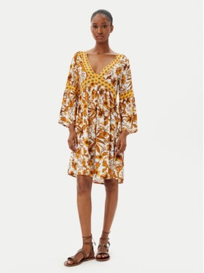 Selmark Sukienka letnia BM298 Żółty Relaxed Fit