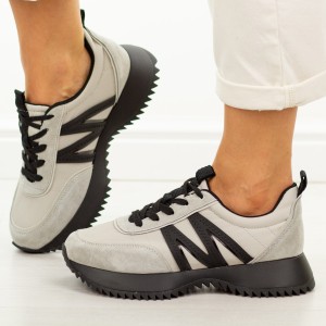 Szare skórzane sneakersy damskie Vinceza 41521