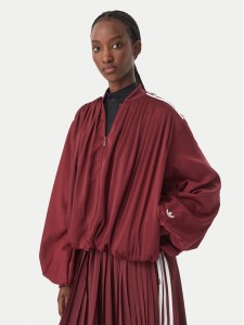 adidas Bluza Satin Pleated Track Top LG4080 Bordowy Relaxed Fit