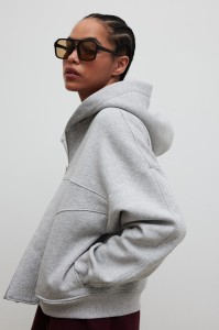 Bluza z kapturem zapinana na zamek w kolorze GREY MELANGE - DESEO-M/L